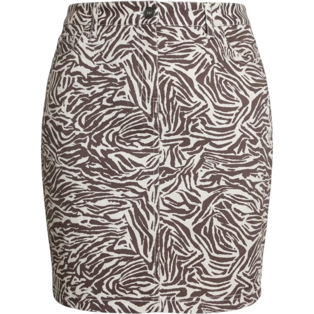 Chicos Woman's Size 1 Zebra Print Denim Mini Skirt Brown White Animal‎ Print